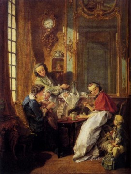  Francois Oil Painting - Boucher Francois Morning Coffee Rococo Francois Boucher